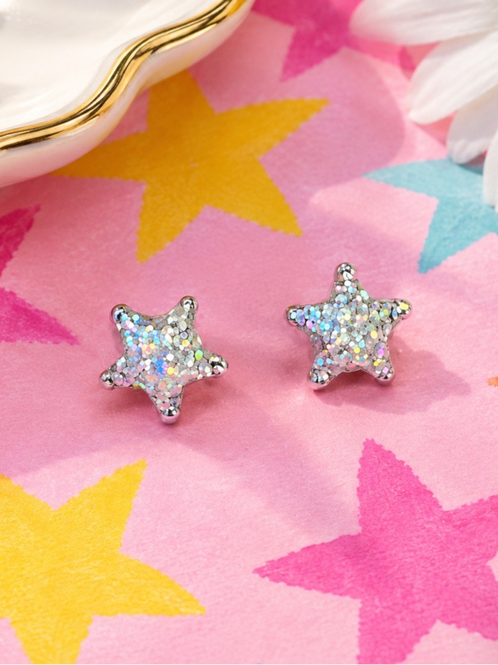 Light Blue Star Stud Earrings